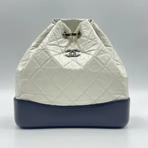 Pre-owned CHANEL Leather Backpacks Aged Calfskin Quilted Gabrielle Backpack Black White Small