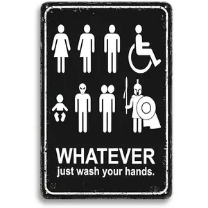 Bathroom Funny Sign Just Please Wash Your Hands Bathroom Door Humor Signs for Restroom Bathroom Wall Decor Kids Toilet Bathroom Decorations Home Signs