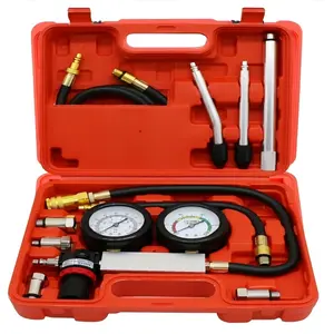 TU-21 Cylinder Leak Down Tester Kit, Dual Gauge Automotive Engine Compression Leakage Test Tool, Gasoline Engine Diagnostic Set for Cars Motorcycles Trucks Garage DIY， repair universal  toolbox