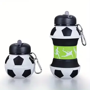 Foldable Football Water Bottle 550ML/18.6oz, Portable Basketball Water Bottle, Leak-Proof Cup for Gym, Outdoor Activities, Travel