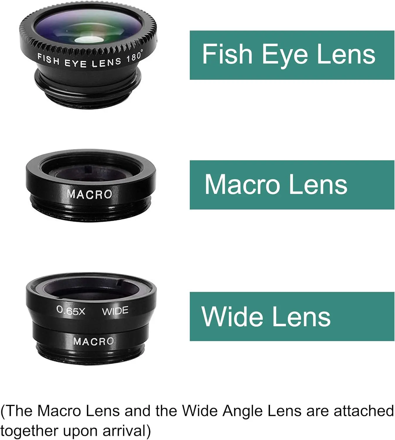 Phone Lens,by Ailun,3 in 1 Clip on 180 Degree Fish Eye Lens+0.65X Wide Angle+10X Macro Lens,Universal HD Camera Lens Kit for Mobile Phone,Cellphone,Smart Phone