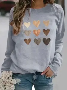 Women's Valentine's Day Graphic Round Neck Sweater