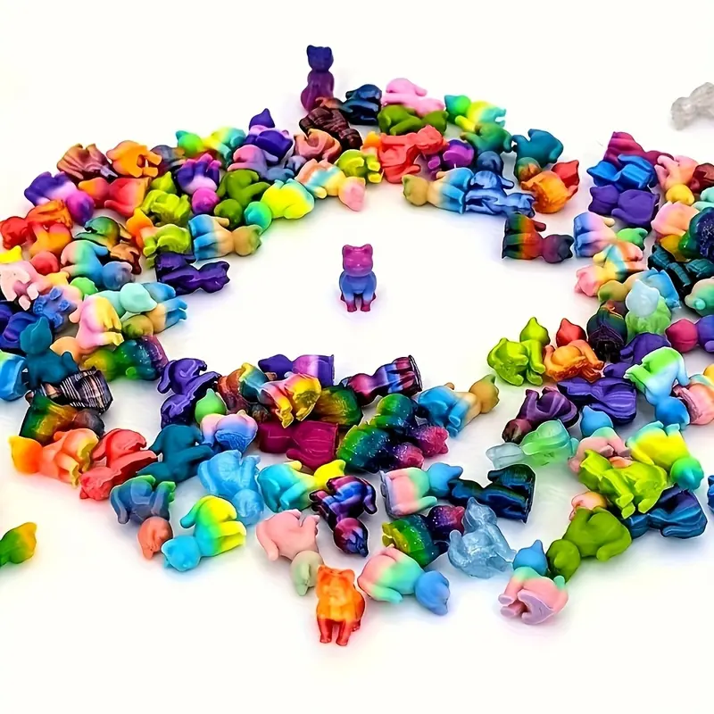 100pc Whimsical 3D Printed Plastic Miniature Cat Figurines - Desk Trinkets, House Decor Building Accents, Compact Small Space Tabletop Decor, Gift Set for Cat Lovers (Statues & Bobbleheads, 3DPrinted Stuff)