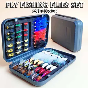 54Pcs/Set #10-#4 Wet Dry Flies Nymphs/Crystal Flash Silk Shrimp Fly Fishing Flies Kit For Trout Flies Artificial Fishing Bait Lure Fishing Gear Set