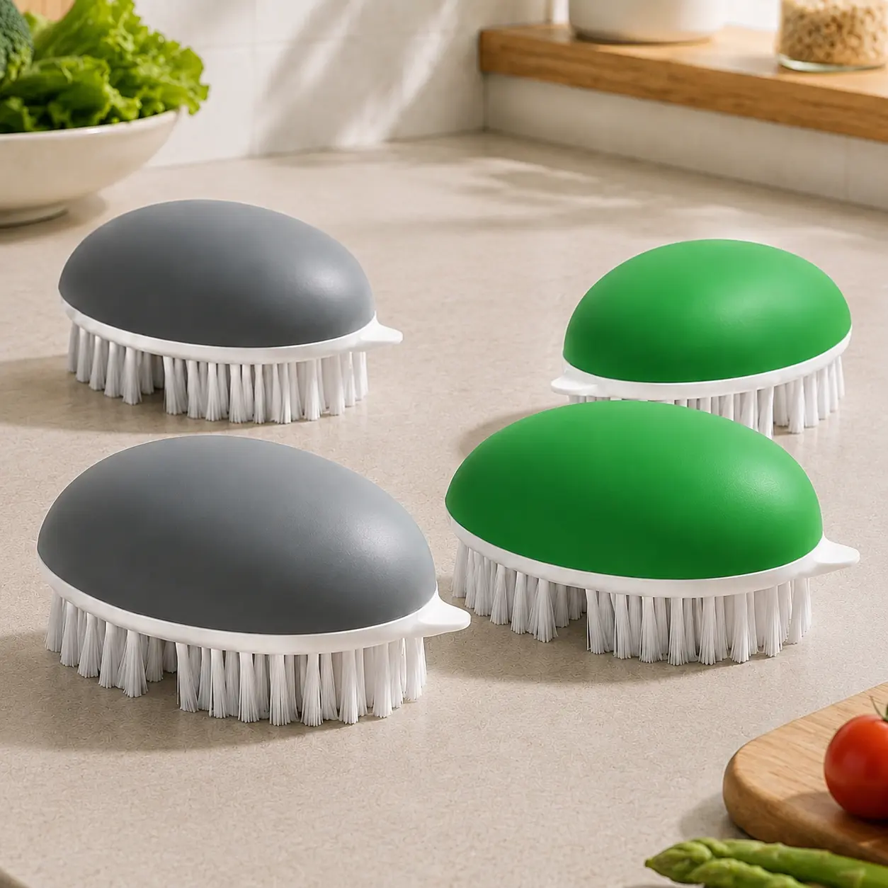 2pcs Portable Fruit&Vegetable Cleaning Brush-Stiff Bristle,Reusable Multiple Segments Bendable,Plastic Potato Brush Carrot Washing Brush  Cleaning Brush Kitchen Supplies Household Cleaning Tool, Kitchen Supplies
