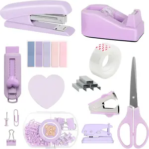 Gift for Her, 6 in 1 Pastel Stapler Kit – Cute Scissors Tape & Staple Remover for Home Office Desk, VS Cheap Plastic Set, Back to School Must Have