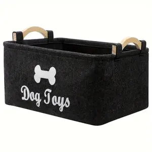 Canvas Dog Toy Box, Felt Pet Toy Storage Basket, Dog Toy Storage Basket, Chest Organizer for Organizing Pet Toys, Blankets, Leashes and Food, Carry Basket