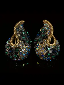 1 Pair of Retro and Antique Style Conch Colored Rhinestone Earrings with Creative Personality, Elegant Temperament for Women, Party and Vacation Earrings, Statement Earrings