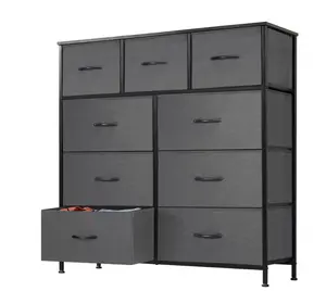 Dressers with 9 Fabric Drawers, 9 Drawers Organization Furniture for Kitchen, Office, Hallway, Grey