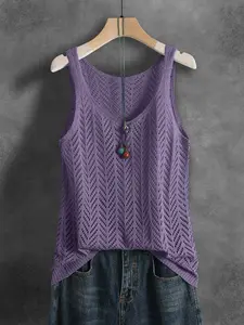 Women's Rhombus Knitwear Sheer Breathable Tops, Vintage Casual Leisure Style, Versatile for Travel, Sports, Festivals, Daily Wear, Summer & All Seasons