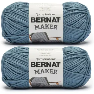 Maker Steel Blue Yarn - 2 Pack of 250g/8.8oz - 72% Cotton 28% Nylon - #5 Bulky - 290m/317Yards - for Knitting, Crochet and Amigurumi