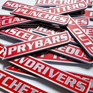 12pcs Toolbox Labels, 3D-Printed Tool Box Labels, General Tool Box Organize Accessories, Reusable Tags for Steel Toolboxes, Carts, Drawers, and Cabinets