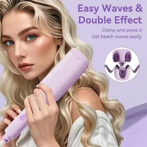 French Wave Curlers 32mm 30w 3 Tubes Rapid Heat Up 30 Seconds Automatic Shutoff Safety Lock Silicone Cover 1.6m Cord For All Hair Types