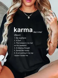 100% Cotton Unisex KARMA Definition Karma Vibe Quote T-Shirt Casual Graphic Printed Tee