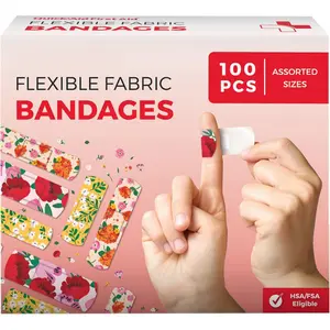Variety Pack 100 Count Flower Bandages Fun Floral Prints, Adhesion Soft Breathable, Latex-Free Bandages for Minor Cuts Scrapes, First Aid Supplies for Kids Adults Healthcare Kit