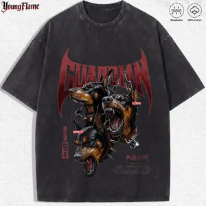 Dark Guardian Doberman Dog graphic tee | Alt Goth y2k clothing t shirt | streetwear | Badass fathers day gift ideas good graphic tee
