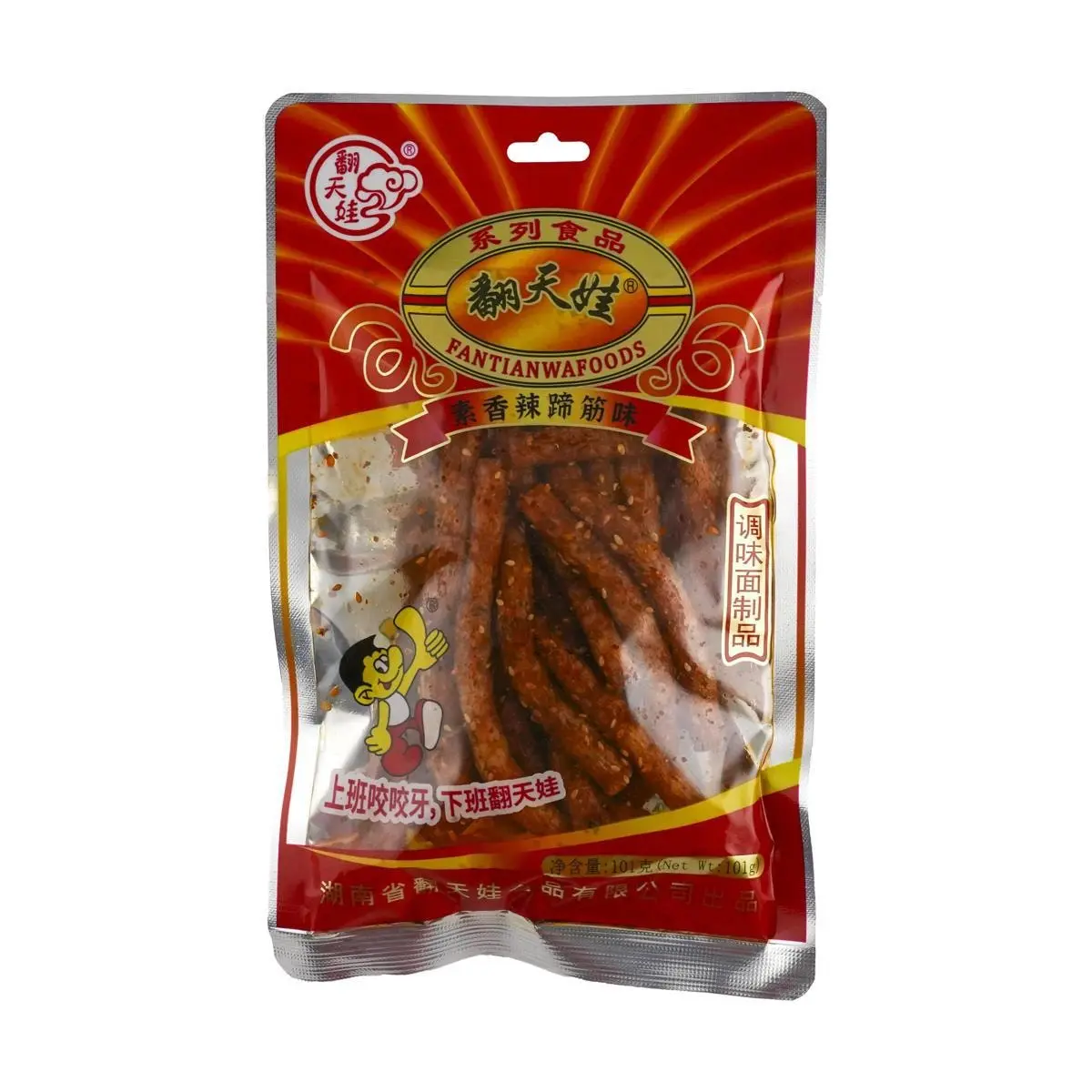Fan Tian Wa Spicy Gluten Snack - "Tender Tendon" Flavor, 101g - Authentic Hunan Specialty, Nostalgic Childhood Treat, Vegan Spicy Snack