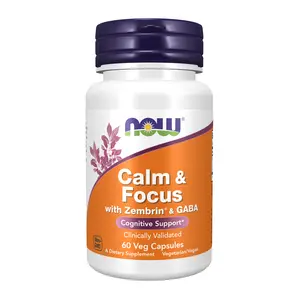 NOW Supplements, Calm & Focus with Zembrin & GABA, Cognitive Support*, Clinically Validated, 60 Veg Capsules