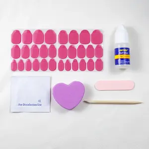 IntoVibes Nail Tool Kit with Pink Press-On Nails, Nail Glue, Heart-Shaped File, and Disinfection Sachet Free Gift Only easter summer