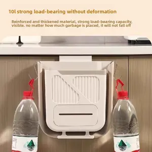 Foldable Kitchen Trash Can Wall-Mounted, Cabinet Door Storage Bin, Large Capacity Paper Holder for Dorms & Home Use