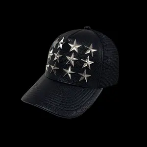 Five-pointed star rivet curved brim trucker hat, original design, hip-hop niche American style for couples