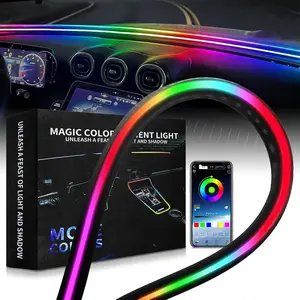 DIBMS Smart LED Car Lights Interior with USB Port, LED Strip Fiber Optic Ambient Lighting Car, Wireless App Control, Sync to Music, Car Decorations Interior Accessories Gifts for Women Men led  car  ambient  light Multicolor LED Rock Light Kit