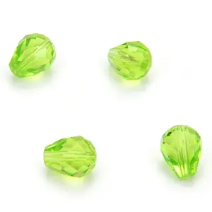 24pcs Adabele Austrian Faceted Teardrop Crystal Beads #5500, Light Olivine Green, 8mm x 6mm, Hole ID 1mm, SST-817
