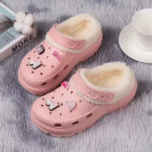 Women'sCuteCartoonPatternDecorationNon-slipPlushSlippers,CasualSoftComfortableVentedClogs,WarmSlippersforIndoor&OutdoorUseforWinter