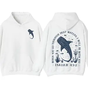 Whale Shark Jesus Hoodie, Christian Ocean Aesthetic Graphic, Beachy Coconut Girl Vibe, Summer Casual Unisex Pullover Streetwear Top