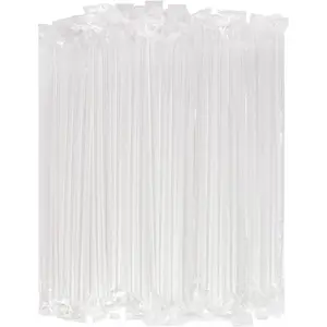 [400 Pcs] Clear Individually Wrapped Disposable Plastic Straws(7.5" longX0.23" diameter)