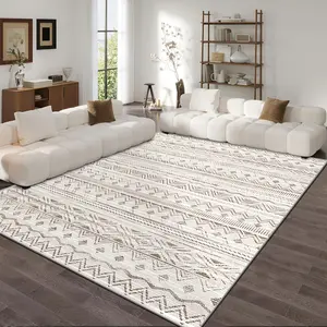 Velvet Vintage Bohemian Authentic Moroccan Style Area Rug Machine Washable Easy to Maintain Perfect for Decorating Living Rooms Sofas Coffee Tables And Bedrooms