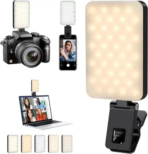 Portable selfie fill light, phone light, USB rechargeable LED selfie light clip, suitable for iPhone and Android, for live streaming, makeup videos, vlogging, photography accessories, and smartphone camera accessories (black, purple, pink, white).