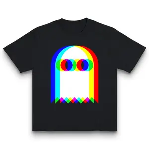 Ghost Trippy Vaporwave Halloween Techno Rave EDM Music Party T-Shirt Graphic tees Casual Shortsleeve Made In USA For Women For Men [180G 100% cotton, lightweight and breathable, soft and comfortable]