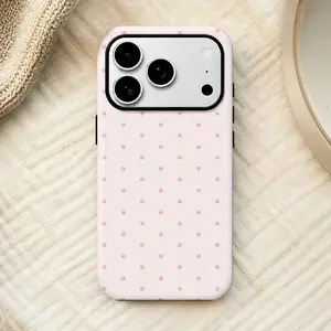 Pink polka dot iPhone case, pink, black, suitable for iPhone17 ProMax, 16Pro, 15, 14.13 12 11 Premium phone case|   Shockproof protective phone case|   Smart phone case brown design for men Girls