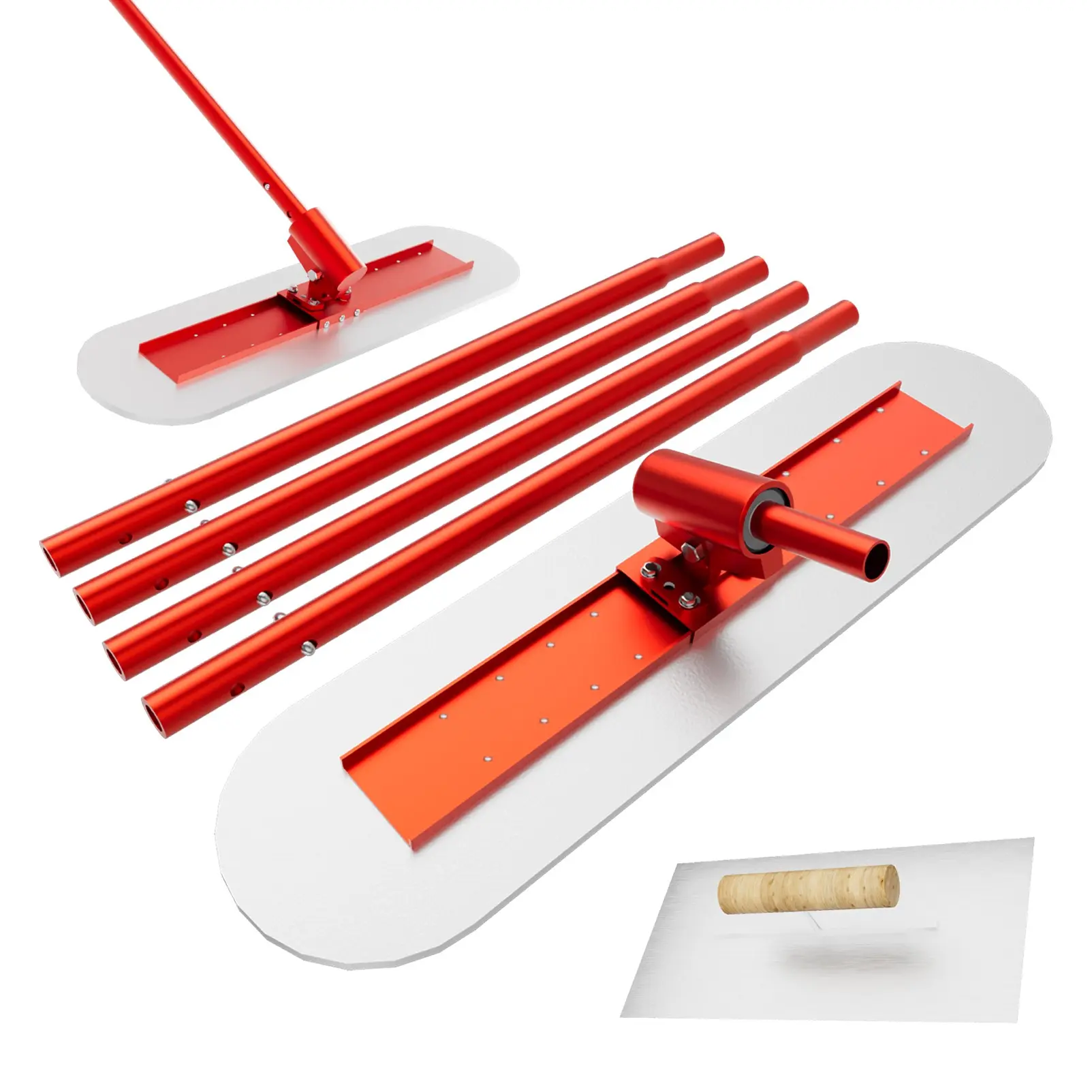 Large size concrete trowel 48 × 12 inch thick trowel board, circular end with dead zone elimination, efficient and labor-saving construction over a large area, durable and resistant to construction