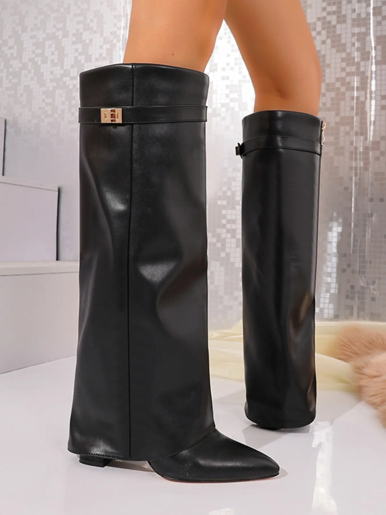Women's Pointed Toe Booties, Fashion Booties, Trendy Boots, Above Ankle Rubber Sole Boots, Elegant Side Zip Design, Perfect for Fall & Winter