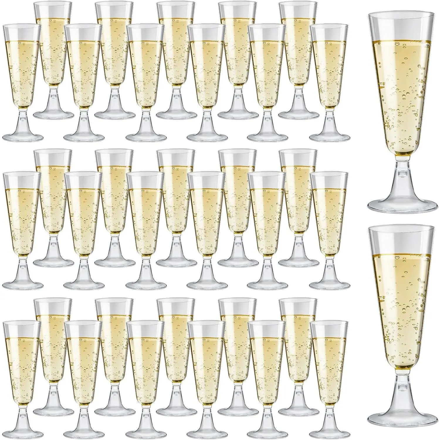 40-Pack Plastic Champagne Glasses, 5.5 oz Disposable Wine Glasses Transparent Champagne Glasses Suitable for Parties, Weddings, Birthday Decorations