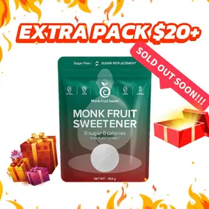 LohanPure Zero-Calorie Sweetener Erythritol Monk Fruit & Stevia 1:1 Sugar Replacement for Coffee Tea Baking Natural Non-GMO 454g Powder