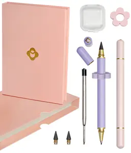Omoni Designs Dual Refillable Pink Ballpoint Pen and Long-Lasting Pencil
