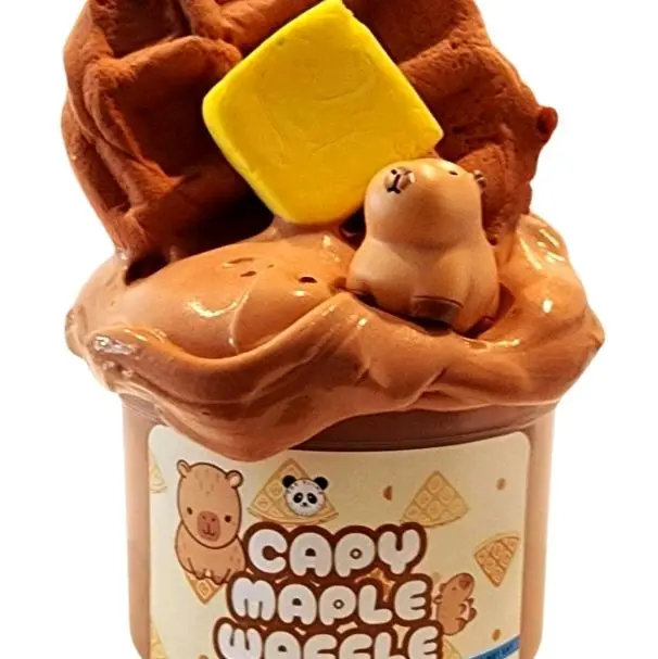 Capybara Maple Waffle Breakfast Slime + Surprise Squishy  - Clay Waffle - Non-Sticky - Sensory