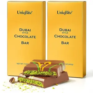 Dubai Chocolate Bar Pistachio, Crunchy Loaded Viral Knafeh Chocolate Bar with Pistachio Cream and Kataifi (14 Ounces (2 Pack))