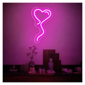 Sign Illuminated USB Powered Heart Balloon Neon Lights For Home Party Shop Club Wall Decoration Night 25cm×15.1cm