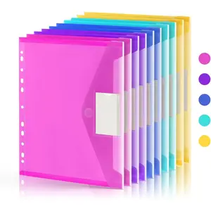 10 Pack File Folders, 11 Ring Binder Folders with Pockets, Plastic Envelopes, Clear Folder for Documents with Label, 3 Ring Binder Pocket Organizer Letter Size A4 Size