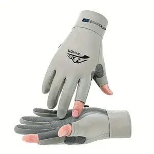 Breathable Sweat-Absorbing Thin Fishing Gloves for Men and Women, Two-Finger Design, Perfect Holiday Gift, Unisex Fishing Accessories, Outdoor Activities