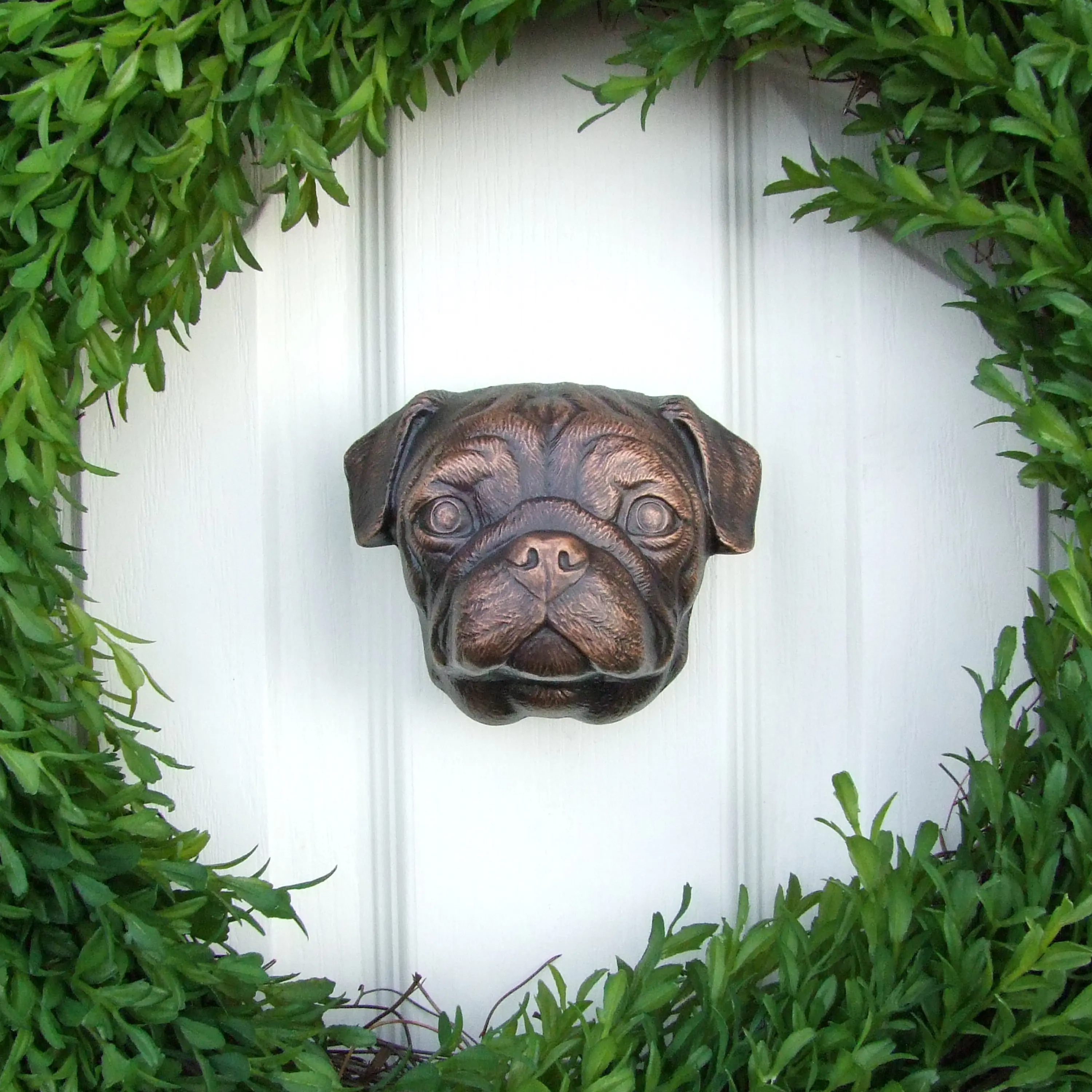 Pug Door Knocker by Michael Healy - Solid Aluminum, Handcrafted, Easy Install