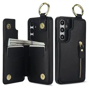 Wallet Design Phone Case with Card Holder, PU Leather Phone Case with Zipper, Shockproof Phone Protective Cover for Samsung Galaxy A16 A15 A14 A13 A12 A50 A51 A52 A53 A54 A55, Casing