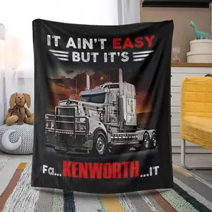 Cozy Kenworth-Themed Flannel Throw Blanket - Soft, Comfortable, All-Season, Multi-Functional Nap & Gift Blanket with Vivid Truck Design, Perfect for Birthdays & Friends, Mixed Colors