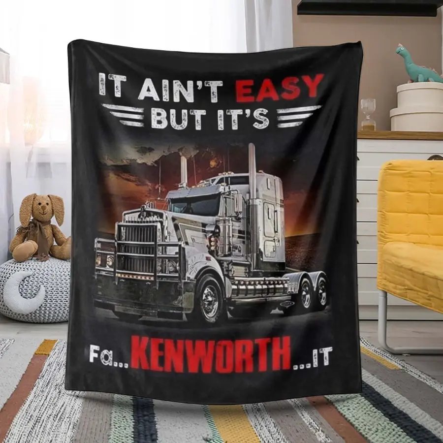 Cozy Kenworth-Themed Flannel Throw Blanket - Soft, Comfortable, All-Season, Multi-Functional Nap & Gift Blanket with Vivid Truck Design, Perfect for Birthdays & Friends, Mixed Colors
