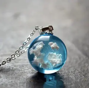 Creative Sky Blue 20mm Elegant Cloud Ball Pendant Necklace