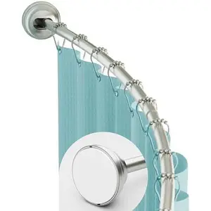 Rustproof Curved Shower Curtain Rod, No Drill Adjustable Curved Tension Shower Curtain Rod for Bathroom, Easy Install, Rounded for Extra Room and Comfort, 50 to 72 Inches, Satin Nickel
